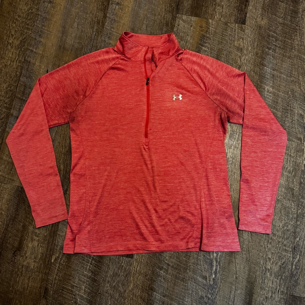 Under Armour Women's Heatgear Loose Fit XL Long Sleeve 1/4 Zip Pullover Pink